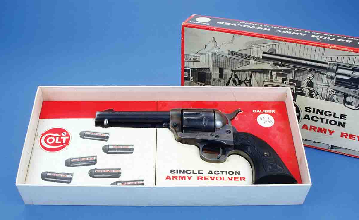 This was the first handgun Mike bought after turning 21 in 1970. It’s a 2nd Generation Colt SAA 357 Magnum with 4¾-inch barrel and it came in this “Stagecoach Box.”